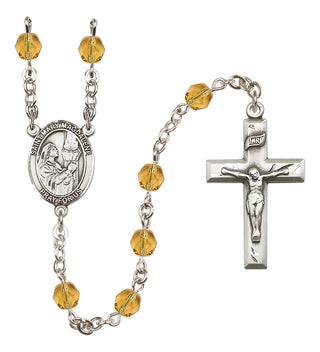 Silver Plated 6mm Fire Polished Saint Mary Magdalene Rosary in Topaz