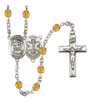 Silver-Plated 6mm Saint Michael/1St Responder Rosary