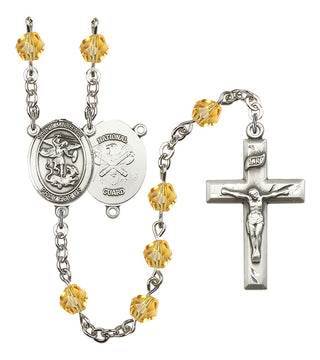 Saint Michael and Nat'l Guard Rosary with Topaz Beads