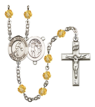 Saint Sebastian and Basketball Rosary with Topaz Beads