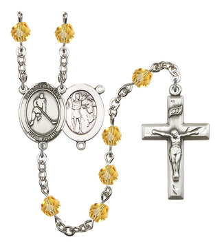 Saint Sebastian and Ice Hockey Rosary with Topaz Beads