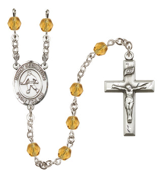 Silver-Plated 6mm Saint Sebastian/Field Hockey Rosary