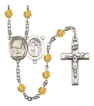 Saint Sebastian and Fishing Rosary with Topaz Beads