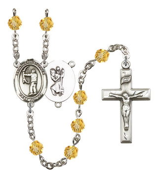 Saint Christopher and Archery Rosary with Topaz Beads