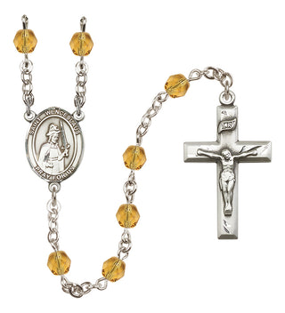 Silver Plated 6mm Fire Polished Saint Wenceslaus Rosary in Topaz