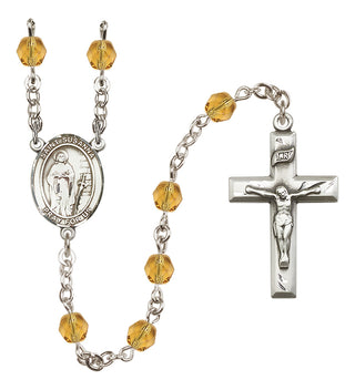 Silver Plated 6mm Fire Polished Saint Susanna Rosary in Topaz