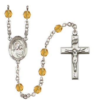 Silver Plated 6mm Fire Polished Our Lady of Good Counsel Rosary in Topaz