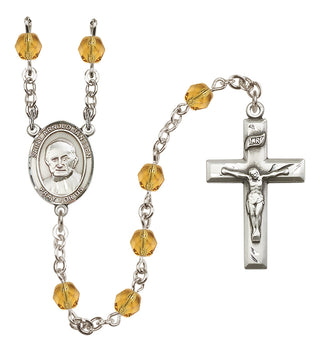 Silver-Plated 6mm Saint Arnold Janssen  Engraved Catholic Rosaries