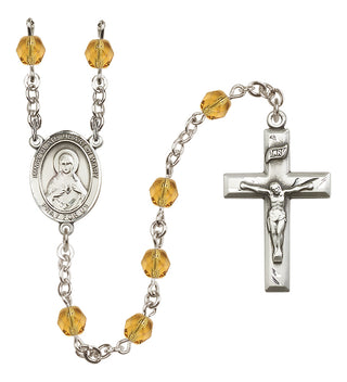 Silver Plated 6mm Fire Polished Immaculate Heart of Mary Rosary in Topaz