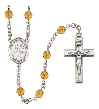 Silver Plated 6mm Fire Polished Saint Frances of Rome Rosary in Topaz