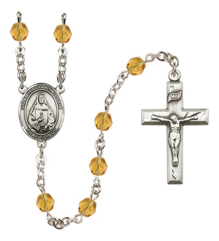 Silver Plated 6mm Fire Polished Saint Theodora Rosary in Topaz