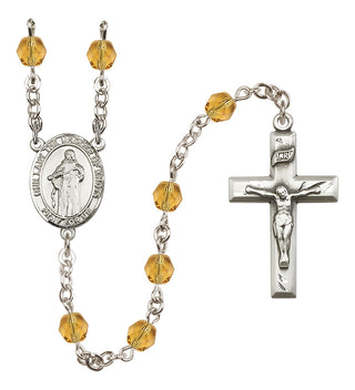 Silver Plated 6mm Fire Polished Our Lady the Undoer of Knots Rosary in Topaz