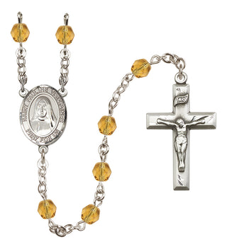 Silver Plated 6mm Fire Polished Saint Pauline Visintainer Rosary in Topaz