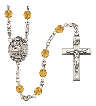 Silver Plated 6mm Fire Polished Saint Ephrem Rosary in Topaz
