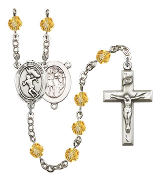 Saint Sebastian and Track & Field-Woman Rosary with Topaz Beads
