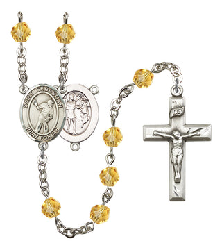 Saint Sebastian and Lacrosse Rosary with Topaz Beads