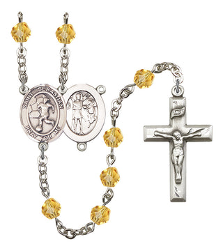 Saint Sebastian and Women's Soccer Rosary with Topaz Beads