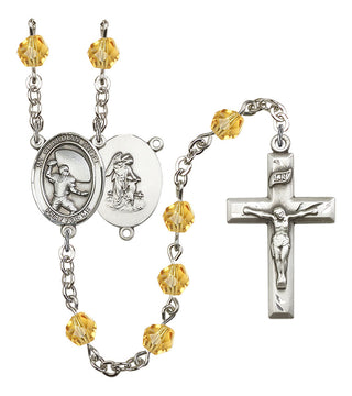 Guardian Angel and Football Rosary with Topaz Beads