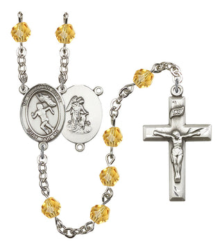 Guardian Angel and Track&Field Rosary with Topaz Beads