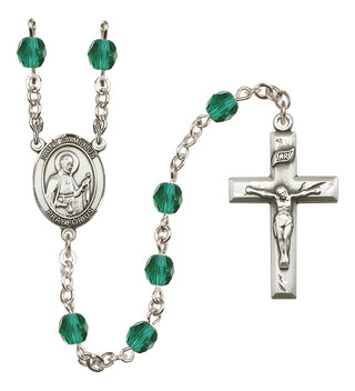 Silver Plated 6mm Fire Polished Saint Camillus of Lellis Rosary in Zircon