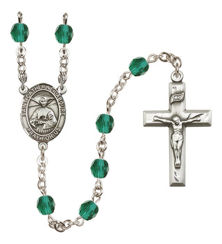 Silver Plated 6mm Fire Polished Saint Catherine Laboure Rosary in Zircon