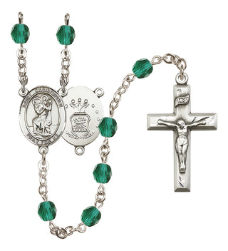 Silver-Plated 6mm Saint Christopher / Air Force Rosary
