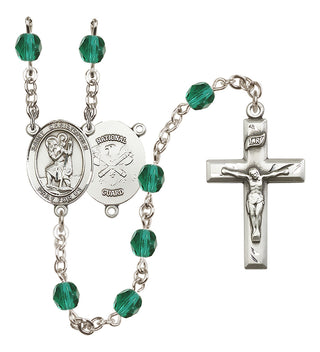 Silver-Plated 6mm Saint Christopher / Nat'l Guard Rosary