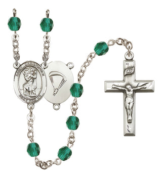 Silver-Plated 6mm Saint Christopher / Paratrooper Rosary