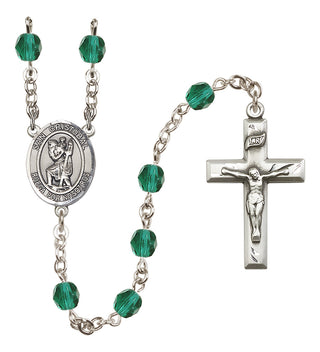 Silver Plated 6mm Fire Polished San Cristobal Rosary in Zircon