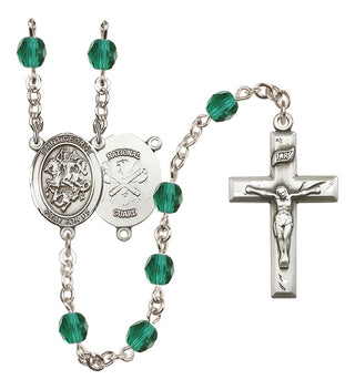 Silver-Plated 6mm Saint George / Nat'l Guard Rosary