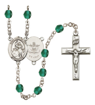 Silver Plated 6mm Fire Polished Saint Joan of Arc / Army Rosary in Zircon