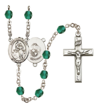 Silver Plated 6mm Fire Polished Saint Joan of Arc / Marines Rosary in Zircon