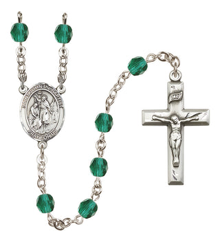 Silver Plated 6mm Fire Polished Saint John the Baptist Rosary in Zircon