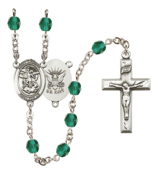 Silver-Plated 6mm Saint Michael / Navy Rosary