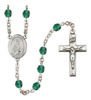 Silver Plated 6mm Fire Polished Saint Louis Rosary in Zircon