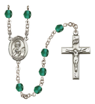 Silver Plated 6mm Fire Polished Saint Paul the Apostle Rosary in Zircon