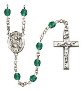 Silver Plated 6mm Fire Polished Saint Raymond Nonnatus Rosary in Zircon