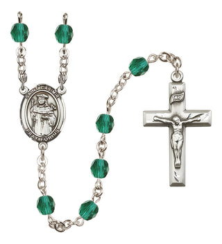 Silver Plated 6mm Fire Polished Saint Casimir of Poland Rosary in Zircon