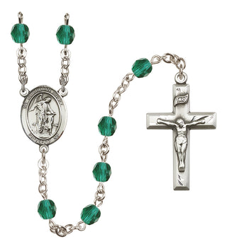 Silver Plated 6mm Fire Polished Guardian Angel with Child Rosary in Zircon