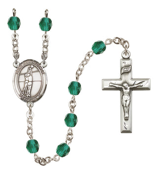 Silver-Plated 6mm Saint Christopher/Volleyball Rosary