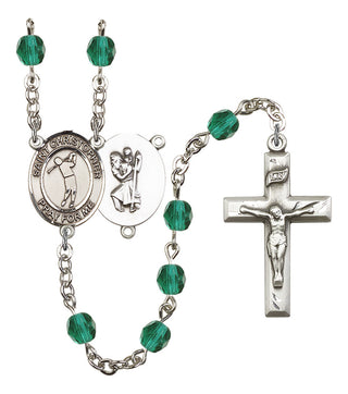 Saint Christopher and Golf Rosary with Zircon Beads