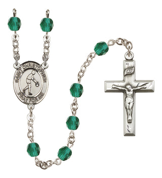 Silver-Plated 6mm Saint Christopher/Basketball Rosary