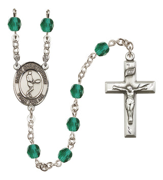 Silver-Plated 6mm Saint Christopher/Tennis Rosary