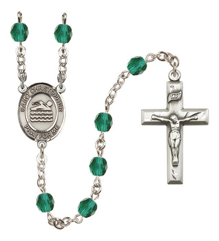 Silver-Plated 6mm Saint Christopher/Swimming Rosary