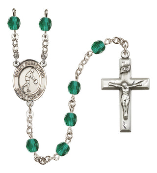 Silver-Plated 6mm Saint Sebastian/Basketball Rosary