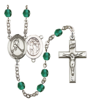 Saint Sebastian and Ice Hockey Rosary with Zircon Beads