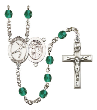 Saint Sebastian and Figure Skating Rosary with Zircon Beads