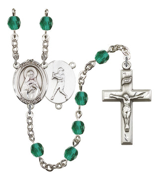 Saint Rita and Baseball Rosary with Zircon Beads
