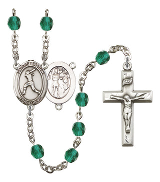 Saint Sebastian and Softball Rosary with Zircon Beads