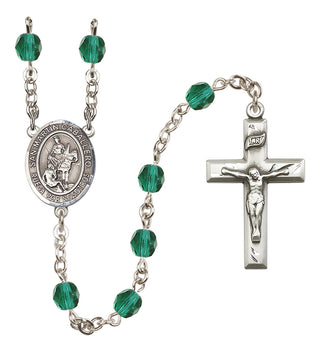 Silver Plated 6mm Fire Polished San Martin Caballero Rosary in Zircon